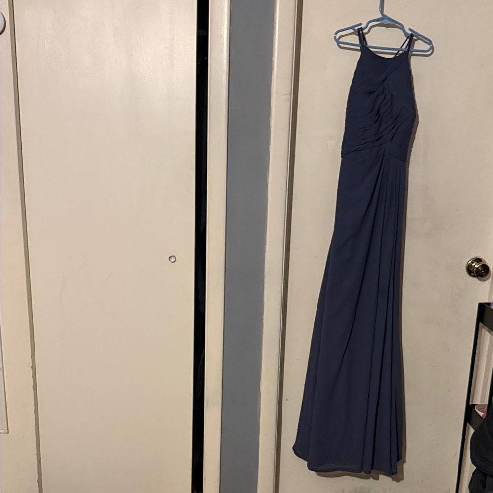 Azazie Navy Halter Maxi Dress